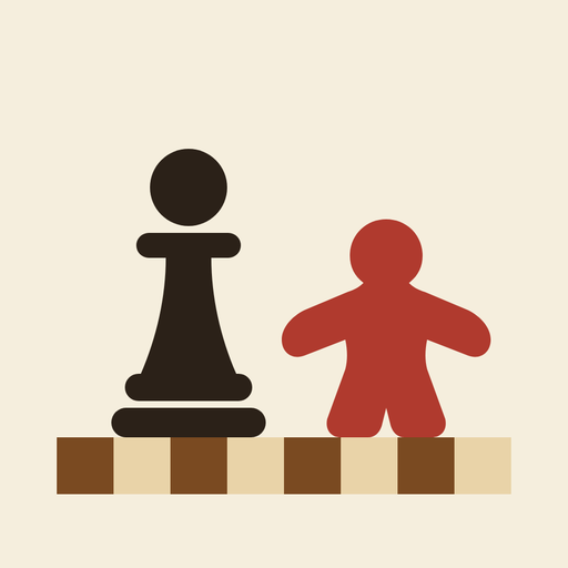 Pawn & Meeple mark: an ink pawn and a red meeple on a checkered strip
